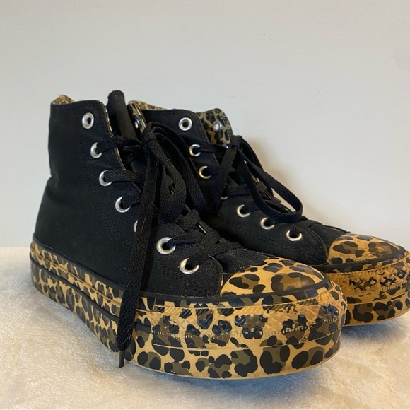 Rare Black Leopard Platform Converse Women’s Size 8